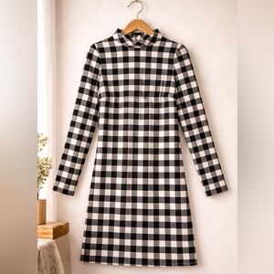 🖤 Talbots Plaid Mock Neck Knit Dress-Size M – Holiday Office Party Ready NWOT